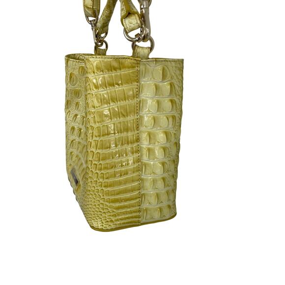 Brahmin Croc Embossed Leather Amelia Bucket Bag in Lemonade Yellow - Picture 5 of 9